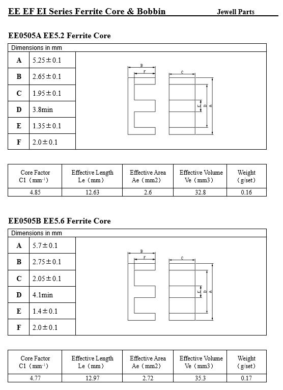 EE5.2 EE5.7磁芯.JPG